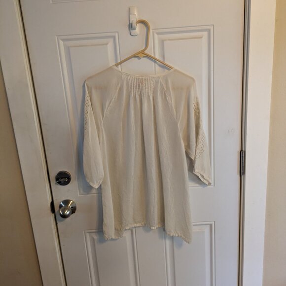 Johnny Was Collection "Liya" Georgette Tunic Blouse Embroidery Eyelet Sz Medium - Picture 10 of 13